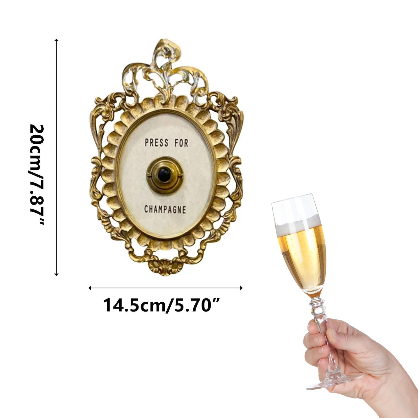 Superjackwang Press for Champagne Button, Champagne Wall Decors, Themed Decor Wall Plaque Ornament Gift for Party Christmas Home Bedroom Hotel