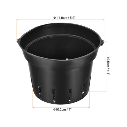 PATIKIL 5.9 Inch Plastic Plant Pot with Holes, 4 Pack Flower Starting Planter Container for Indoor Outdoor, Black