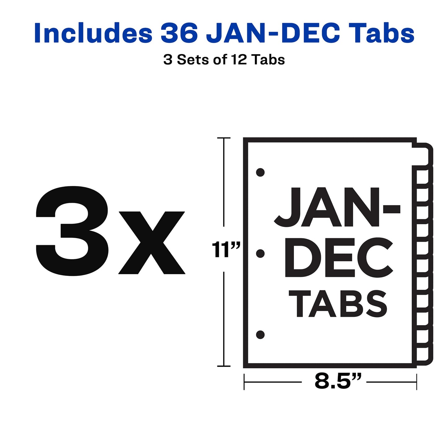 Avery Jan-Dec Dividers for 3 Ring Binders, 12 Tabs per Set, Pre-Printed Black Leather Tabs, Great for Organizing Records, Reports, Finances, and Other Important Documents (3 Sets of 26180)