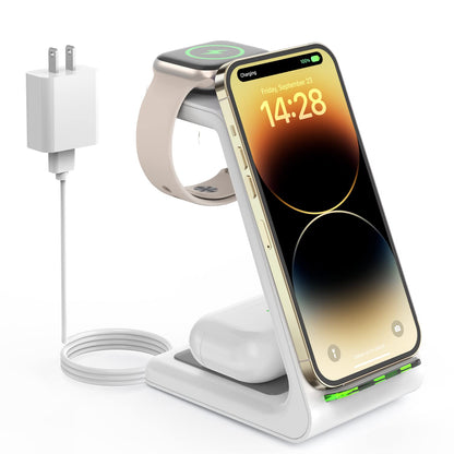 Wireless Charging Station for Apple - 3 in 1 Wireless Charger Stand Dock Watch and Phone Charger Station for Apple Watch 11/8/7/SE/6/5/4/3/2, iPhone 17 16-12 Pro Max SE XS X, Samsung, AirPods Pro/3/2