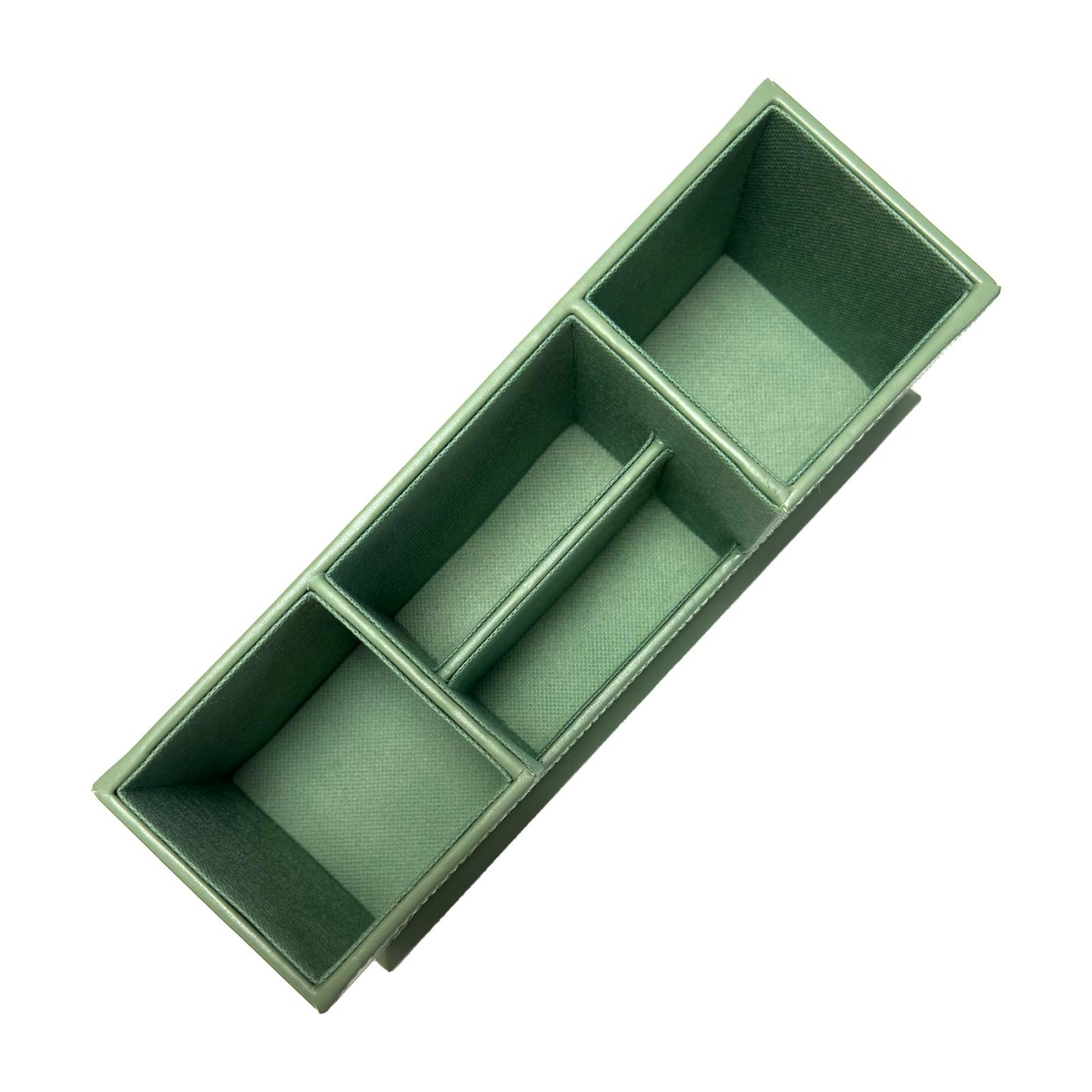 UnionBasic Desk Organizer, Desktop Caddy Leather Multi-compartment Pen Holder Office Stationer Organizer, Malachite Green