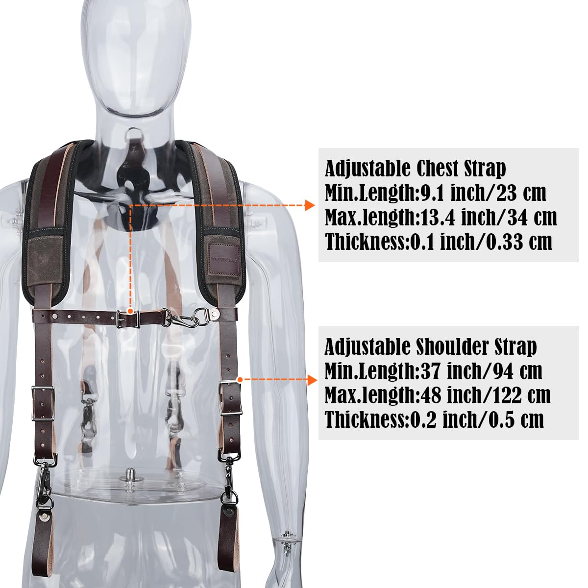 WELKINLAND Top-Grain Tool Belt Suspenders, Heavy-Duty Tool Belt Suspender For Men, Comfy Padded Tool Belts Suspenders, Adjustable Extra-Thick Leather Tools Belt Suspenders For Men