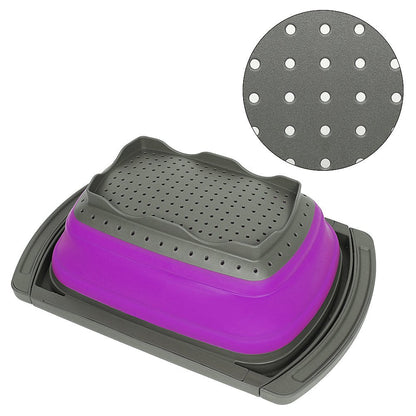 Qimh Colander collapsible, Colander Strainer Over The Sink Vegetable Fruit Strainer Basket (6 Quart) with Extendable Handles, New Kitchen Essentials