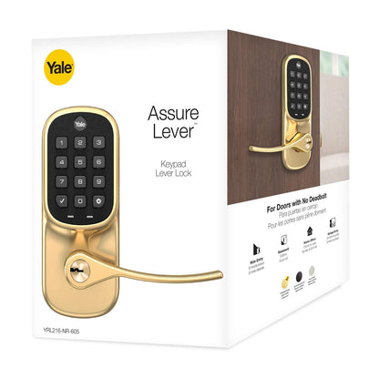 Yale Assure Lever - Keypad Lever Lock (for Doors with no deadbolt) - Keyless Entry with pin Code Unlocking and one-Touch or Auto-Locking - Black Suede