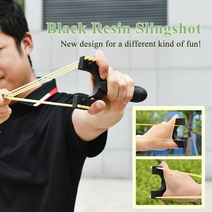 Runzkzy Slingshot Catapult with 4 Replacement Bands, Upgraded Resin Professional Slingshots for Adults, Multi-Purpose Hunting Slingshot for Outdoor Recreational Target Practice (Package B)