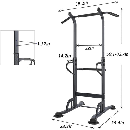 soges Power Tower Pull Up Station, Adjustable Multi-Function Dip Station Home Gym, Strength Training Pull-Up Bars for Full Body Workout, Power Tower Dip Station Pull Up Bar with 11 Height Levels