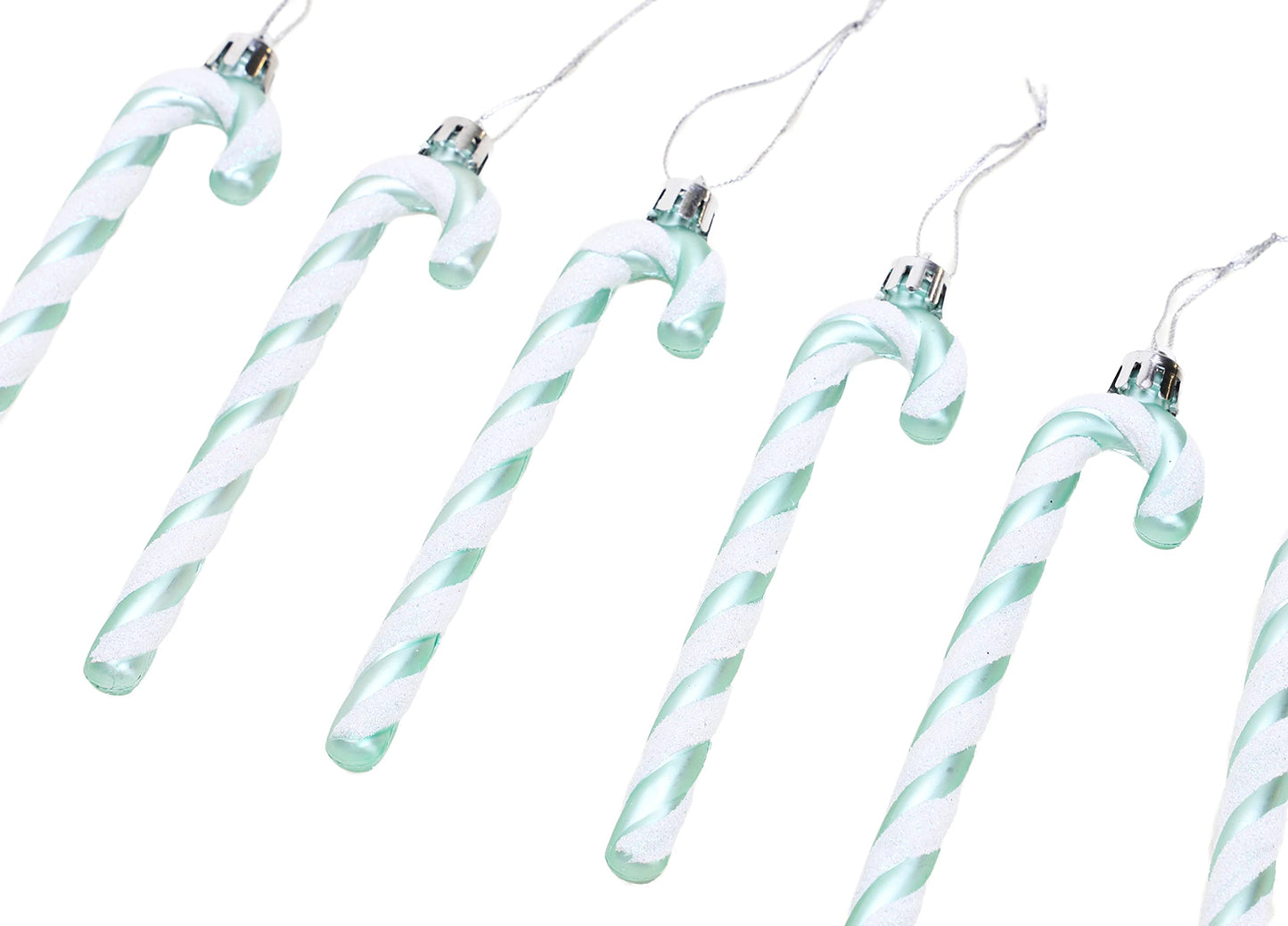 Christmas Concepts® Pack of 6-13cm Glitter Candy Cane Christmas Tree Decorations/Ornaments (Mint Green)