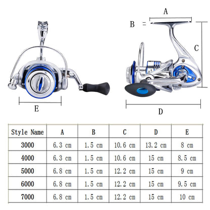 Diwa Spinning Fishing Reels for Saltwater Freshwater 3000 4000 5000 6000 7000 Spools Ultra Smooth Ultralight Powerful Trout Bass Carp Gear Stainless Ball Bearings Metal Body Ice Fishing Reels
