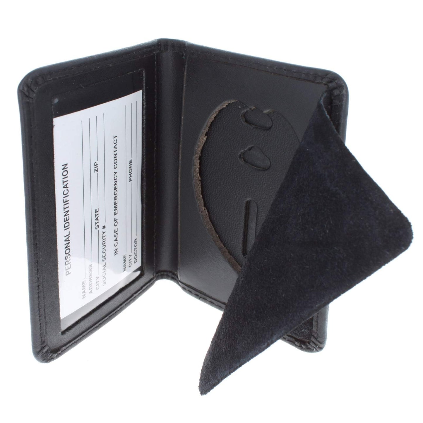 ASR Federal Genuine Leather Unisex Law Enforcement Badge Holder Case - Shield, Basketweave Black