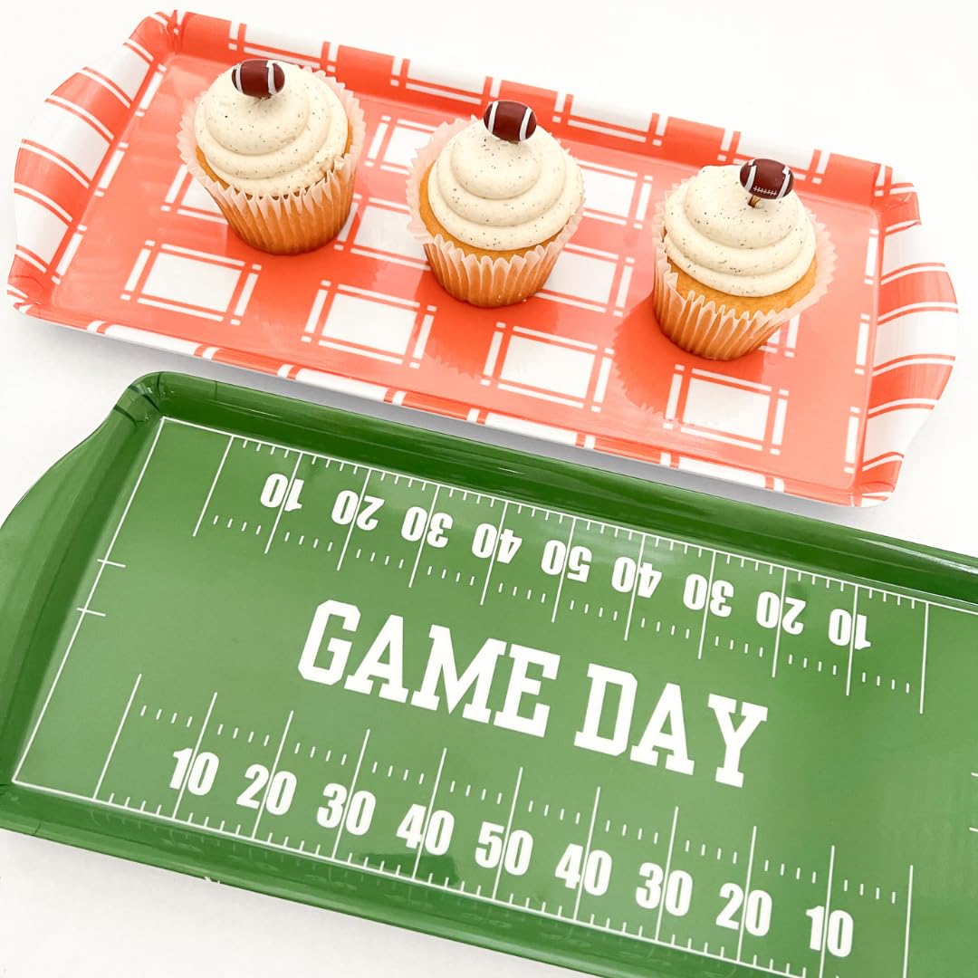 Sprinkles & Confetti Orange Plaid Melamine Serving Tray with Handles, Vibrant Seasonal Platter - Lightweight Shatter-Resistant, BPA-Free - Serving Tray for Holidays, Appetizers & Parties