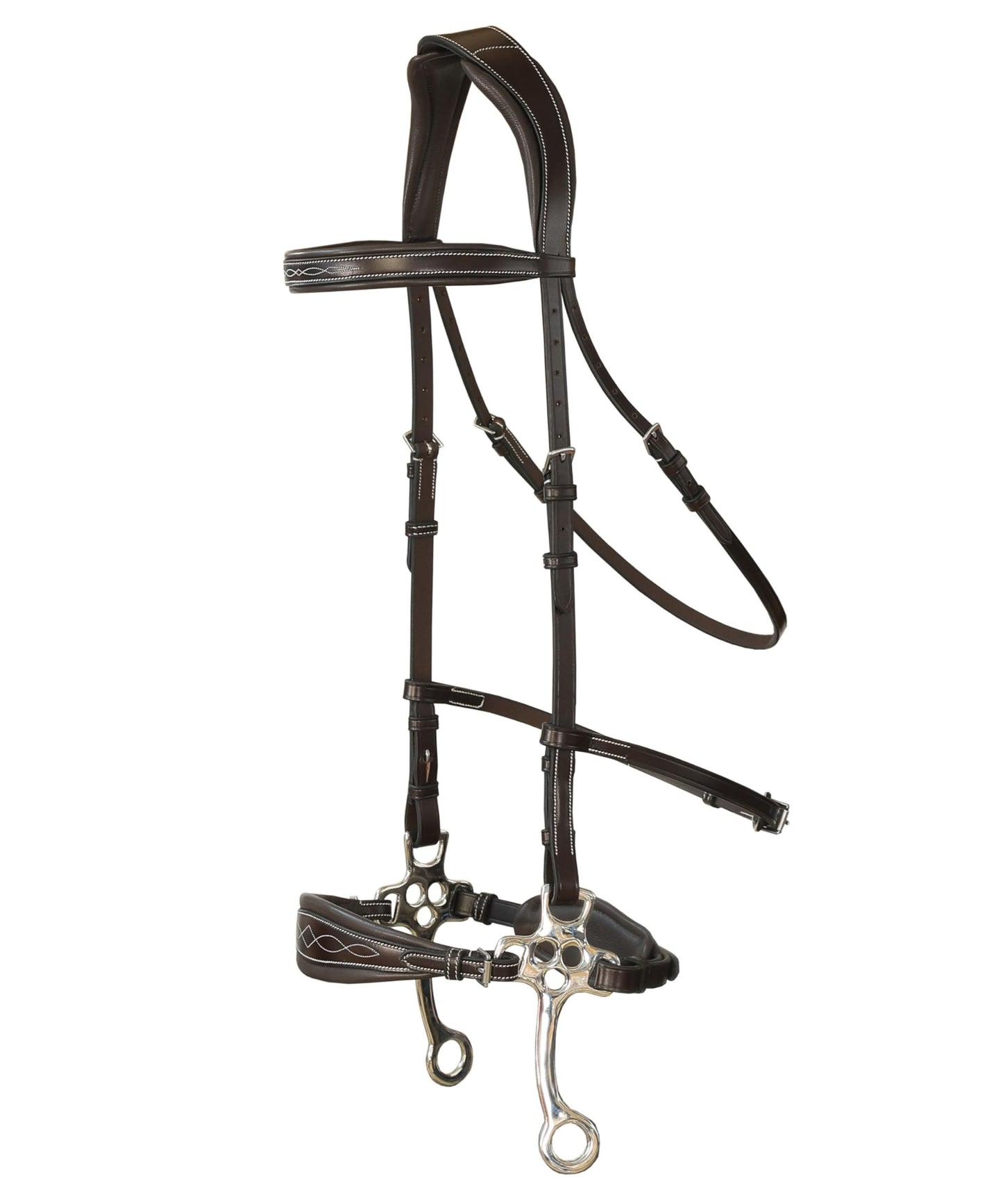 Exion Nova Hackamore Bridle – Anatomical Bitless Horse Bridle with Rubber Reins – Padded Anti-Pressure Crownpiece – Vegetable-Tanned Leather Bitless Bridle for Jumping & Training