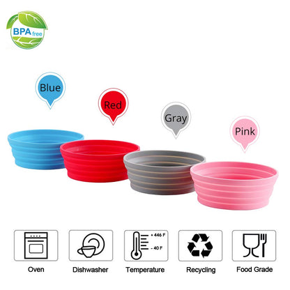 Ecoart Silicone Expandable Collapsible Bowl for Travel Camping Hiking, Blue (1 Pack)