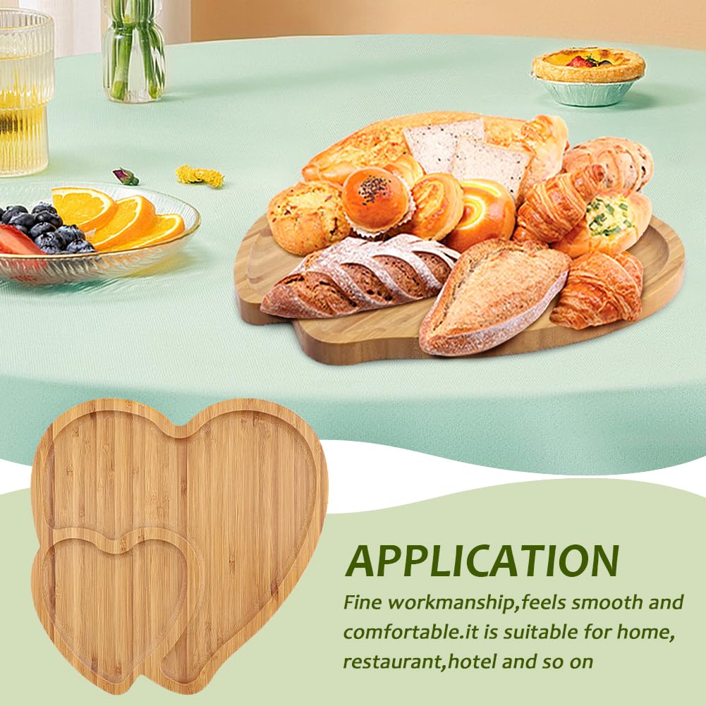 Wooden Serving Tray Heart Shaped Cheese Board Salad Plate Dinner Plate Cake Plate Decorative Serving Platter Plate for Snack Candy Food Fruit Decor (Size:10.63x10.63x0.63inch)