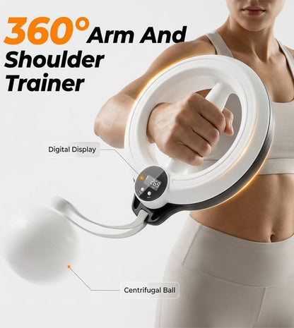 360° Infinity Arm Hoop, Arm Workout Equipment for Men and Women Flabby Arm Exerciser with Digital Tracker Shoulder Reliever Home Gym Workout Fitness Trainer for Chest and Upper Body Strength