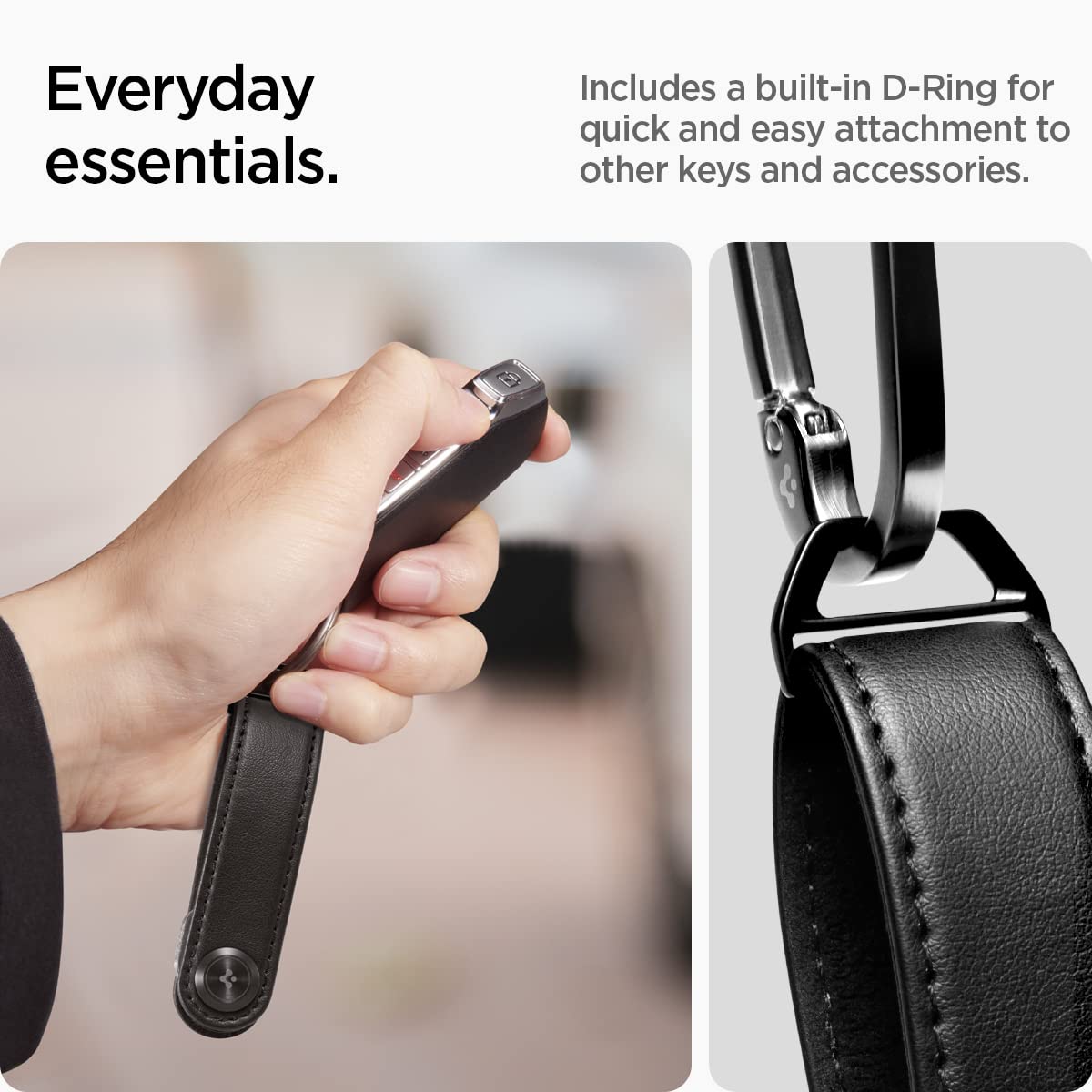 Spigen Valentinus Key Organizer, Minimalistic Compact Holder, Keychain, Keyring Up to 6 Keys - Black