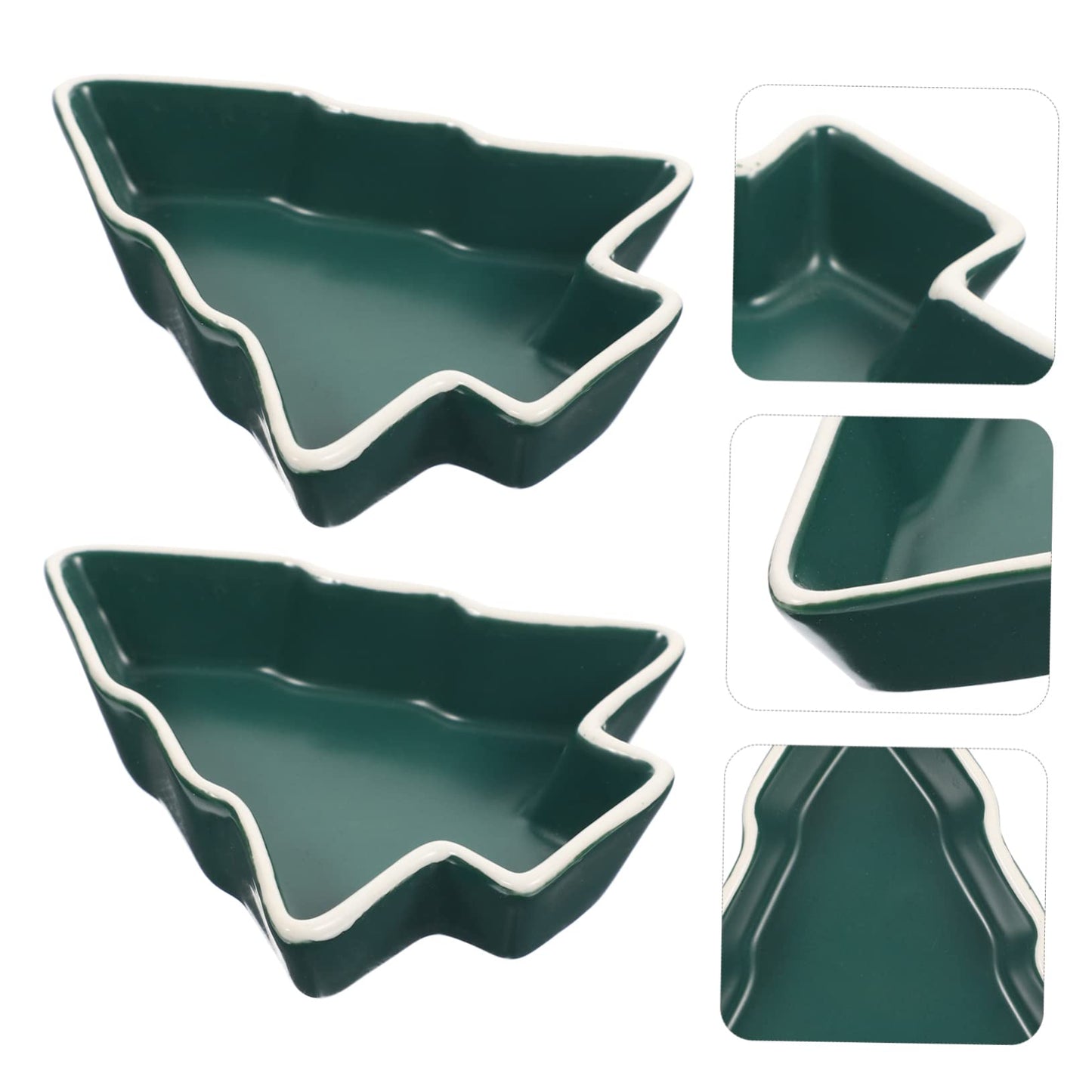 OKUMEYR 2pcs Christmas Sauce Dish Christmas Tree Candy Dishes Dry Fruit Dishes Sauce Plate Tree Shaped Bowl Sushi Plate Dipping Cups Pickles Ceramics Food