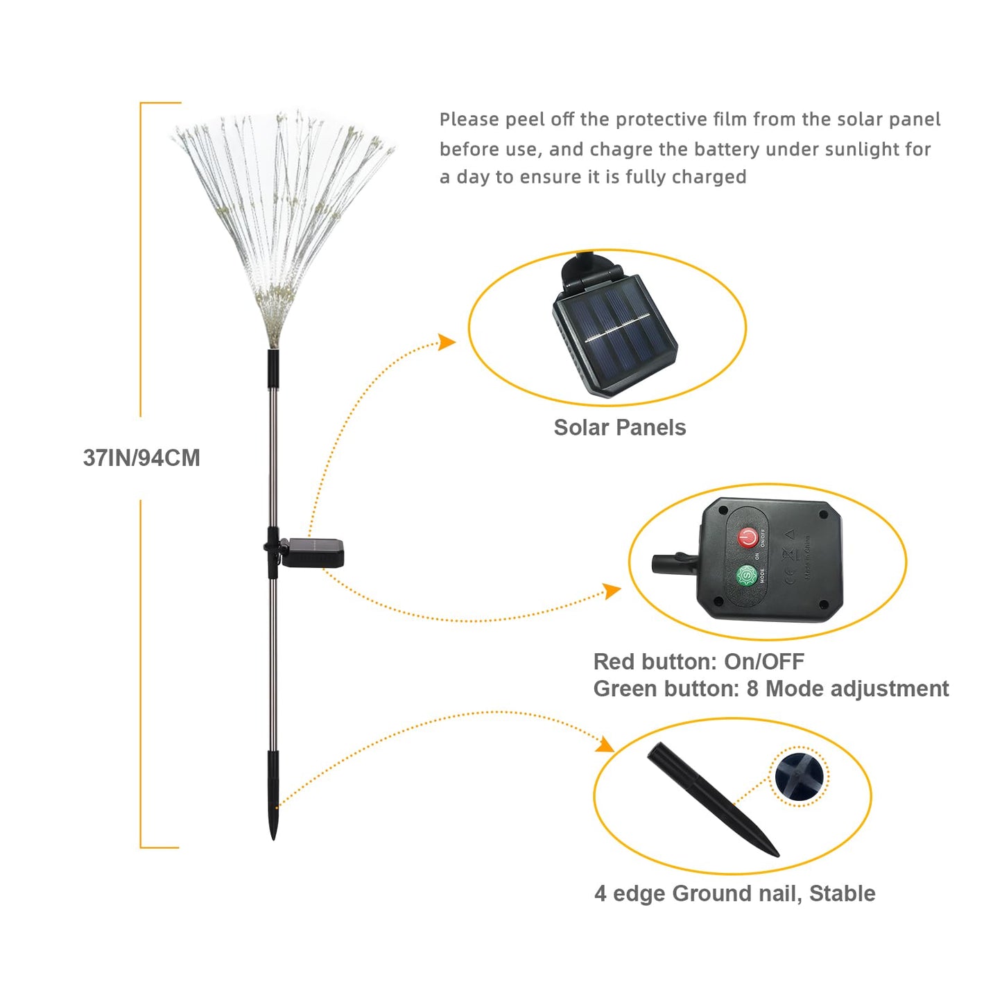 Galavasen Solar Fireworks Lights for Outside, 150 LED Firework Solar Lights Outdoor Waterproof,Garden Fairy Twinkling Tree Stake for Yard Patio Pathway Wedding Christmas Diwali Decor 4 Pack Warm White