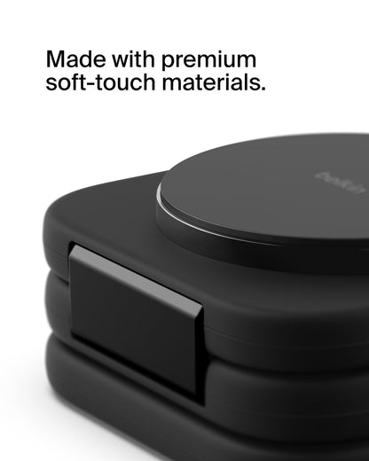 Belkin MagSafe Charger Compatible 3-in-1 Magnetic Charging Travel Pad 15W-BoostCharge Pro Foldable Qi2-Certified Wireless Charger, MagSafe-Compatible Charger for iPhone 16 Series, Apple Watch, AirPods