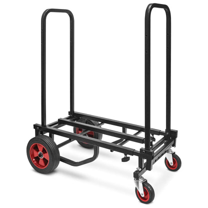 Pyle Compact Folding Adjustable Equipment Dolly - Heavy Duty 8-in-1 Convertible Cart Hand Truck/Dolly/Platform Cart with R-Trac Wheels - Expandable Up to 27.52'' to 44.25'' - 300 LBS MAX LOAD CAPACITY