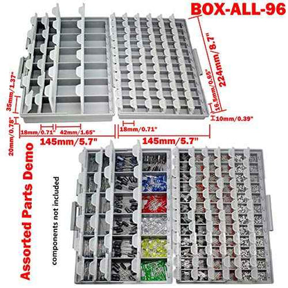 AideTek BOXALL96 96 Lids Enclosure SMD SMT Parts Organizer Surface Mount Box Labels