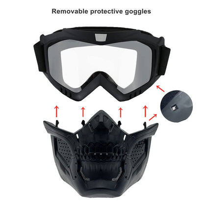 LJDJ Motorcycle Goggles with Removable Face Mask - Dirt Bike ATV Motocross Eyewear Anti-UV Adjustable MX Riding Offroad Cycling Motorbike Protective Glasses Racing Combat Tactical Military Goggles