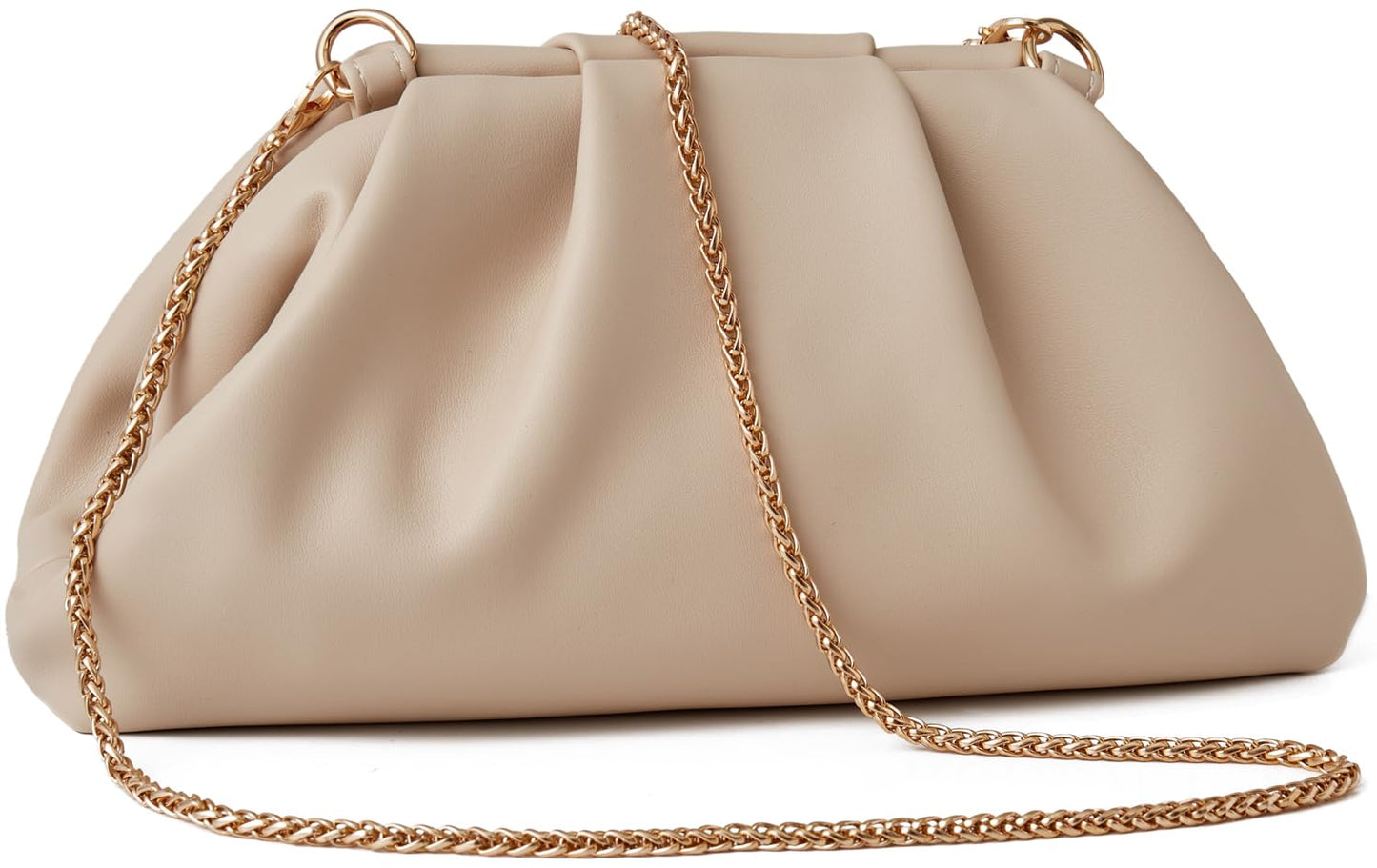 Munansli Apricot Women's Clutch Purse,Detachable Chain Shoulder Bag, Dumpling Crossbody Bag, Cloud Evening Clutch.