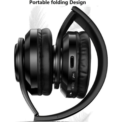 MGHOAQFRS Bluetooth Headphones Over Ear, Noise Reduction Wireless Headphones with Microphone/Deep Bass, HiFi Stereo Foldable Lightweight LED Headset for PC Home Travel Office