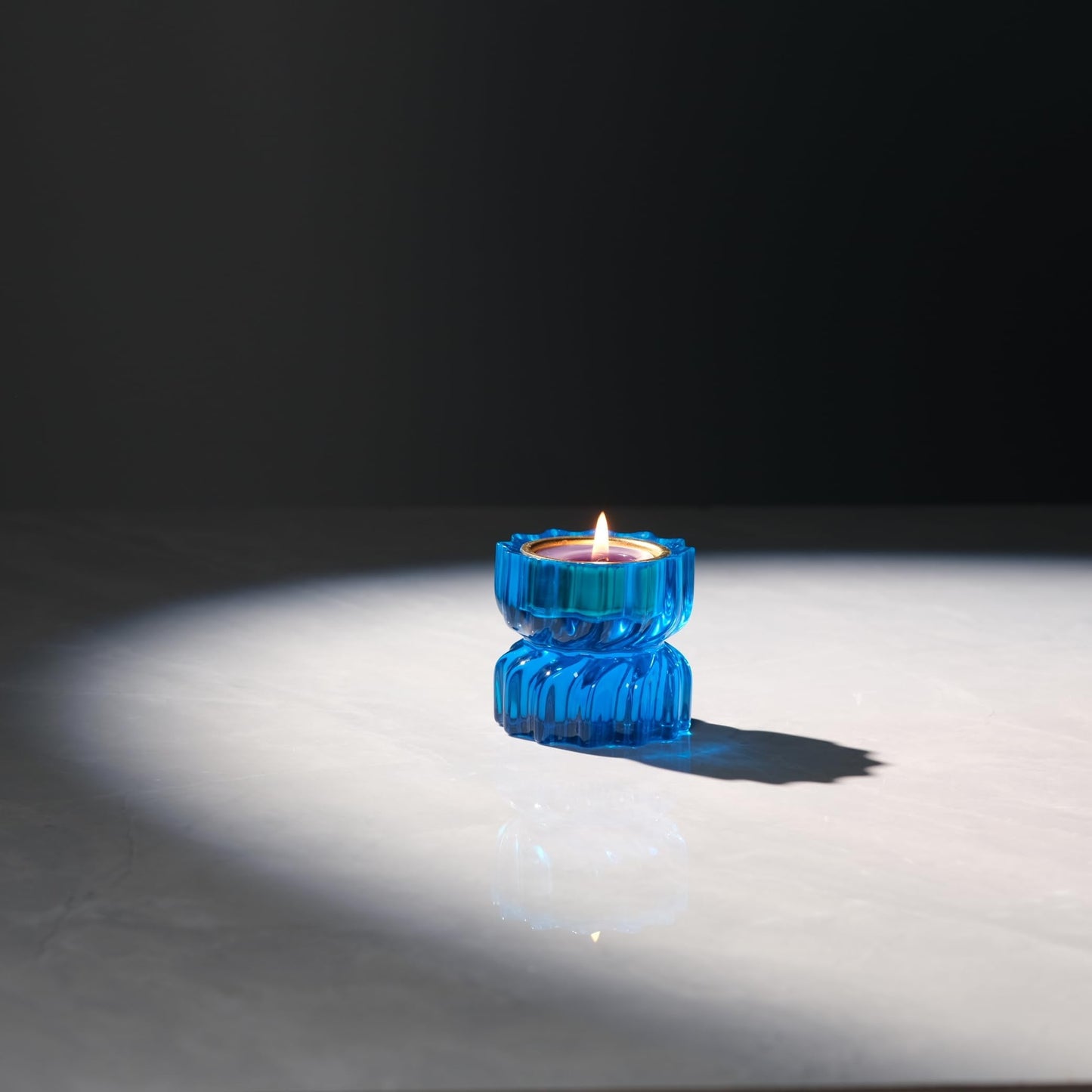 ICNBUYS Twizzle Twist Tealight Holder, Decorative Tealight Candle Holder for Table Display, Unique Home Décor, Housewarming Gift, Spiral Sculpture Diwali Tea Light Stand Blue Resin Set of 2