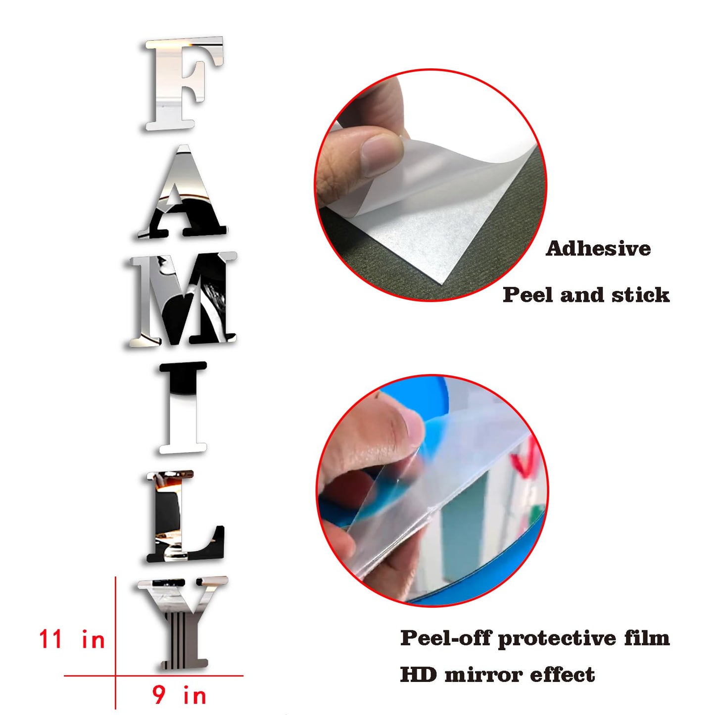 YUZUCMCM Wall Decor Family Letter Signs Home Decor Upgrade Mirrors Stickers Acrylic Wall Decorations for Bedroom Living Room