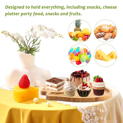 Wooden Serving Tray Heart Shaped Cheese Board Salad Plate Dinner Plate Cake Plate Decorative Serving Platter Plate for Snack Candy Food Fruit Decor (Size:10.63x10.63x0.63inch)