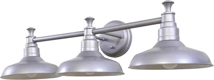Design House 520312 Kimball Industrial Farmhouse 3-Light Indoor Bathroom Vanity Light with Metal Shades for Over the Mirror, Galvanized Paint