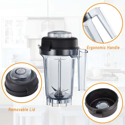 EastFune for Blenders 32oz Dry Grains Container, replace 5000 5200 6300 6500 7500 Pro 200 500 750 E310 E320 etc, compatible with Classic/Professional/Explorian Series Pitcher Jar Cup