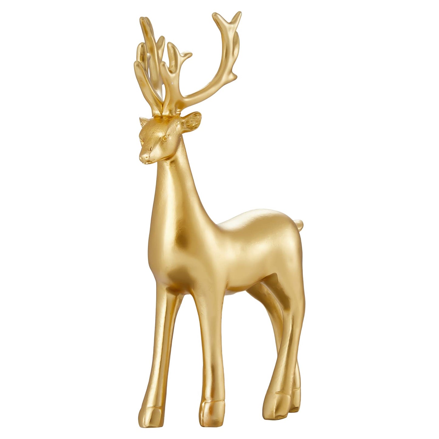 Christmas Decoration 2PCS Reindeer Resin Ornaments Mother Child Deer Couple Deer Sculpture used for Living Room Bookshelf Bedroom Wine Cabinet Decoration to Enhance Atmosphere (Gold Smooth)