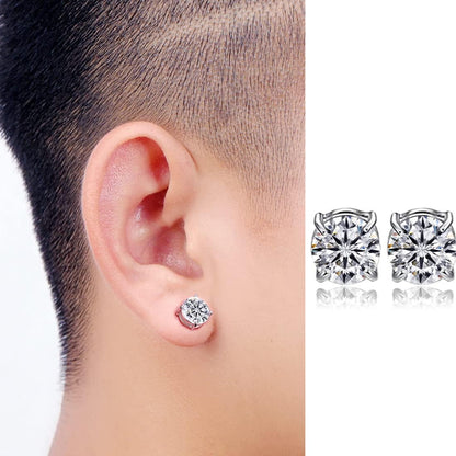 LIUJZZJ 6 Pairs Stainless Steel Magnetic Earrings for Men Women Girls Magnetic Stud Earrings Clips Tunnel Ear Clips Without Ear Hole Non Piercing Earrings Set Black Silver Tone, Stainless Steel
