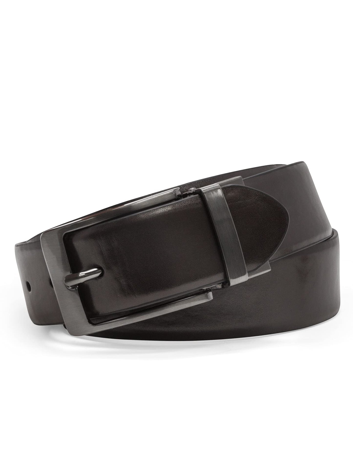 Steve Madden Reversible Men's Dress Casual Every Day Leather Belt, Black/Brown (Burnished), 48