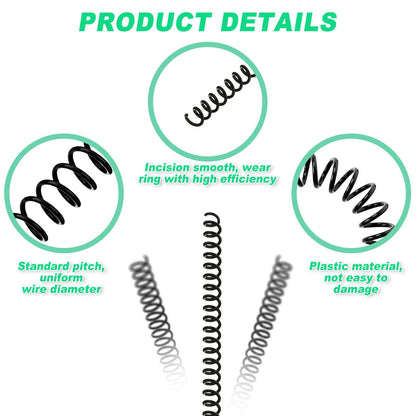 Leinuosen 120 Pack Plastic Spiral Binding Coils Kit Spirals Multi Size Coils for Binding Binder Combs Spines(1/4 Inch,Black)