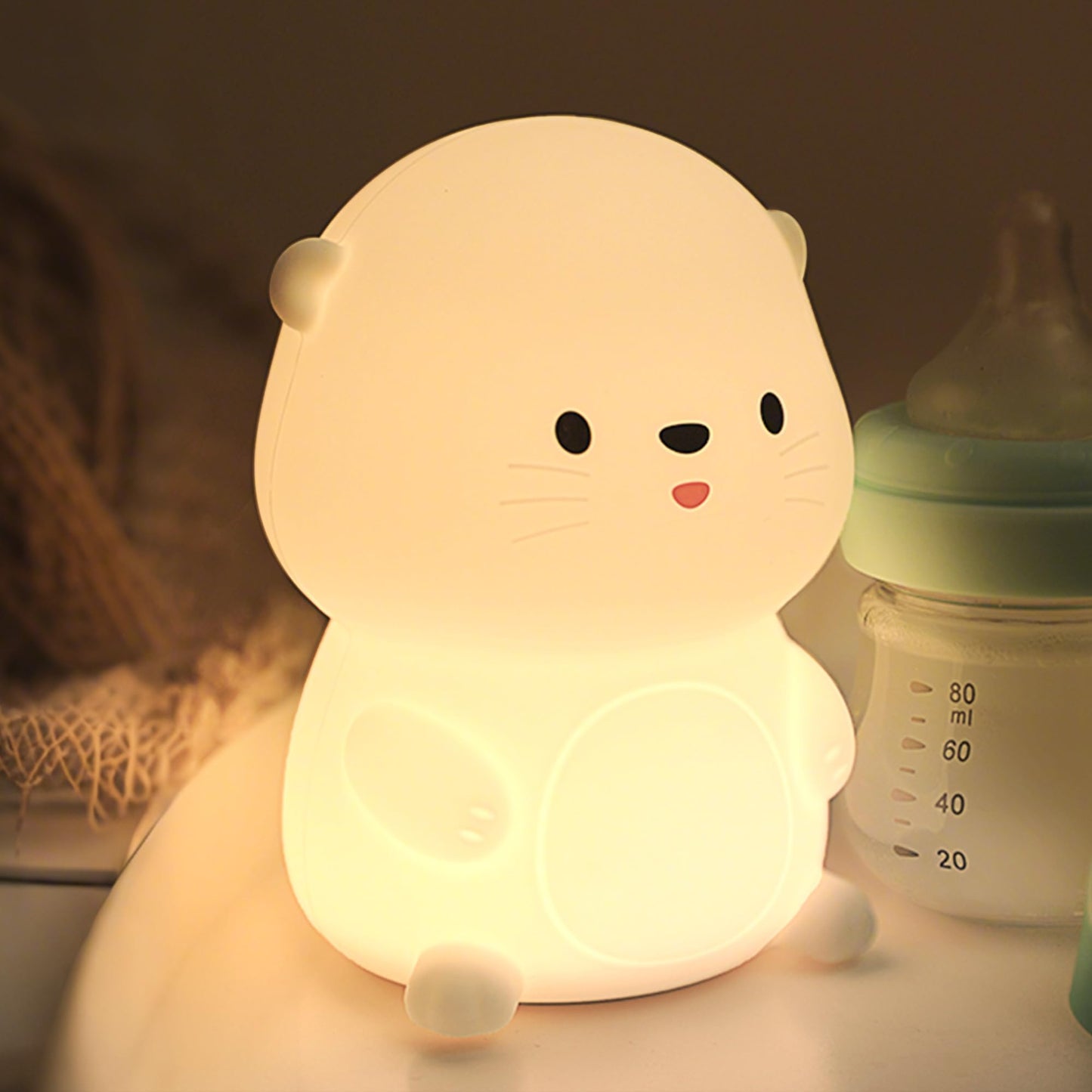 OkiyiD Otter Night Light, Cute Sea Otter Lamp Gifts,Animal Silicone Night Lamp, Cute Room Decor Night Light Birthday Gifts