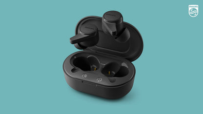 Philips T1207 True Wireless Headphones with Up to 18 Hours Playtime and IPX4 Water Resistance, Black