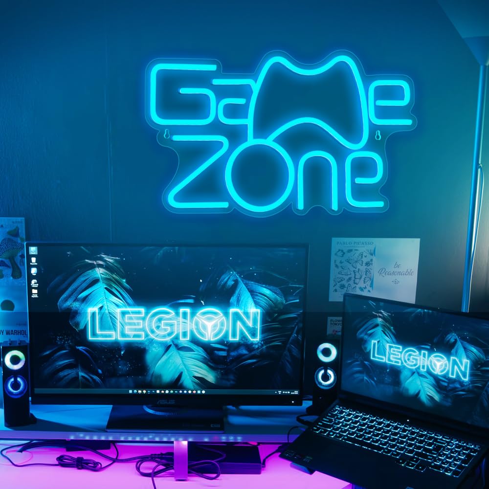 RuCvixkt Game Zone Neon Sign,Gamer Neon Light for Game Room Decor,Gaming Neon Light Signs Gift for Teen Boys Room Decor with USB Powered