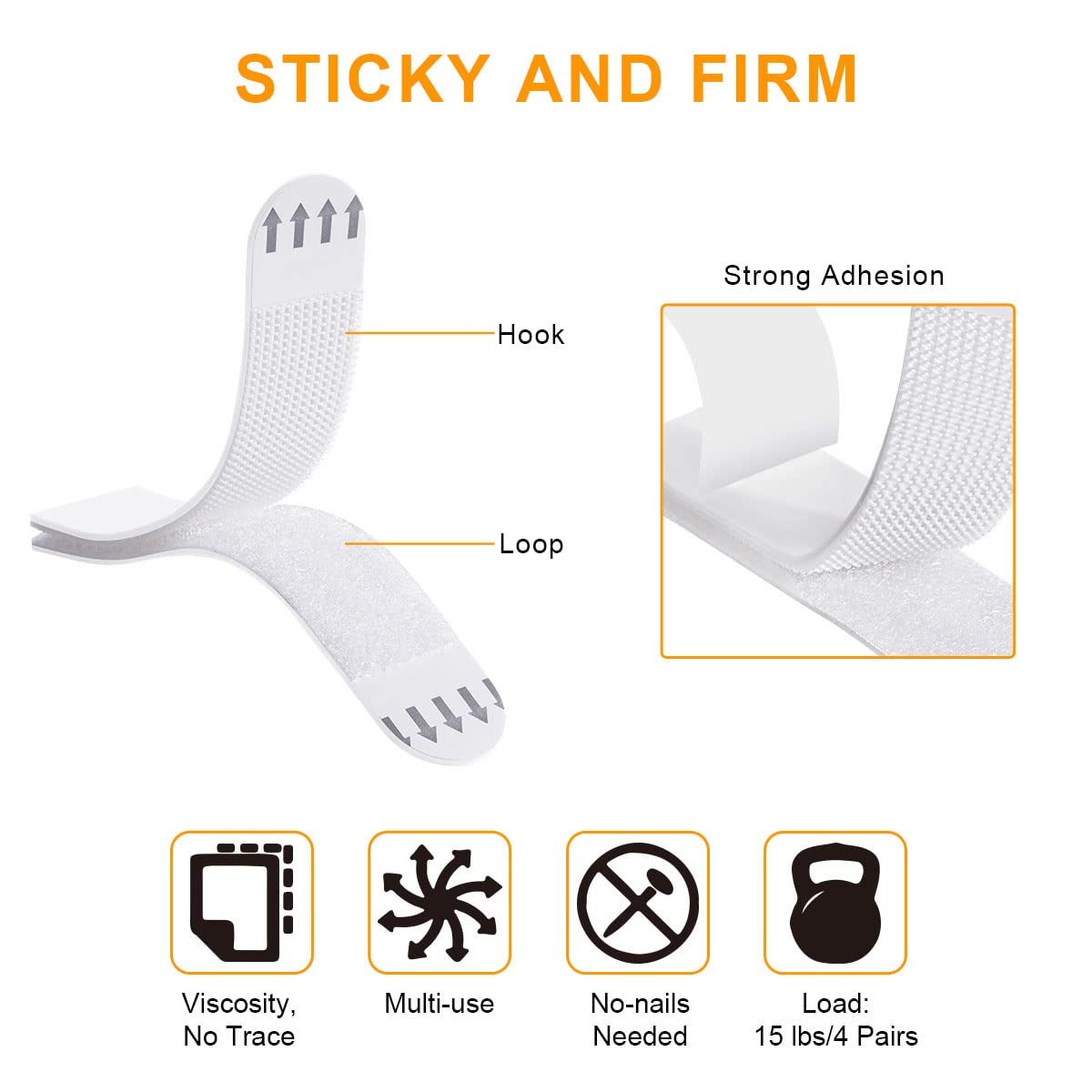 Picture Hanging Strips Heavy Duty, 32-Pairs(64 Pack) Large Adhesive Hook and Loop Mounting Tapes Damage Free No Nails Picture Hangers for Frame Hanging Poster Strips Christmas Decorations