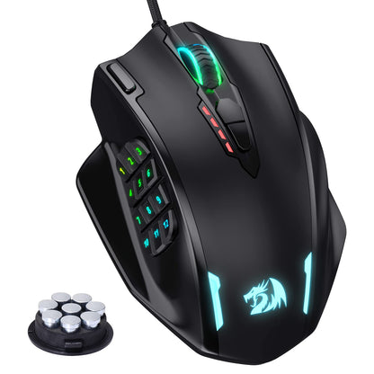 Redragon M913 Impact Elite Wireless Gaming Mouse, 16000 DPI Wired/Wireless RGB Mouse with 16 Programmable Buttons, 45 Hr Battery and Pro Optical Sensor, 12 Side Buttons MMO Mous