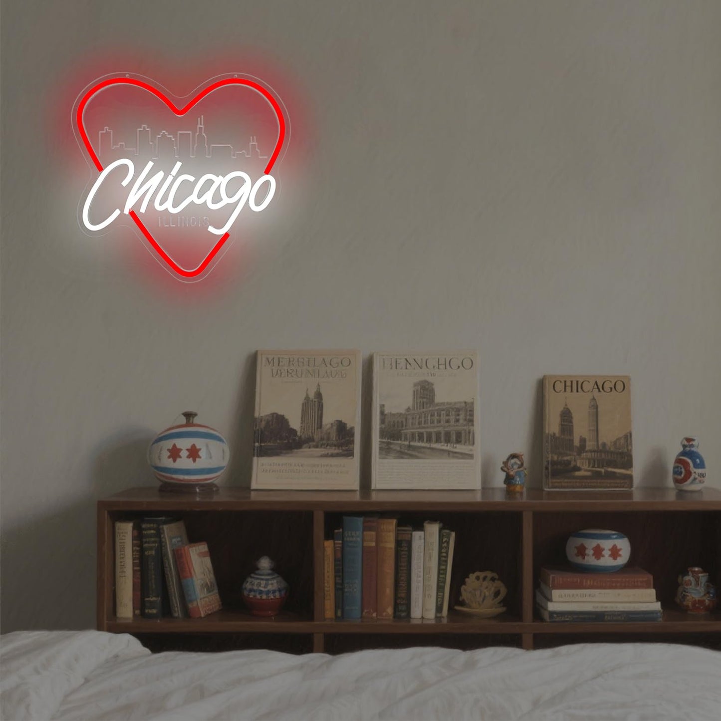 Chicago Neon Sign for Wall Decor Chicago Neon Light for Women Gift Dimmable LED City Light Up Sign for Christmas Birthday Gifts