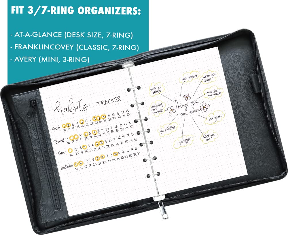 Dotted Filler Paper Pack of 300 Sheets, 7 Hole Punched Planner Refills 5 1/2 x 8 1/2 Inches, Fit 3 or 7 Ring Mini Binders