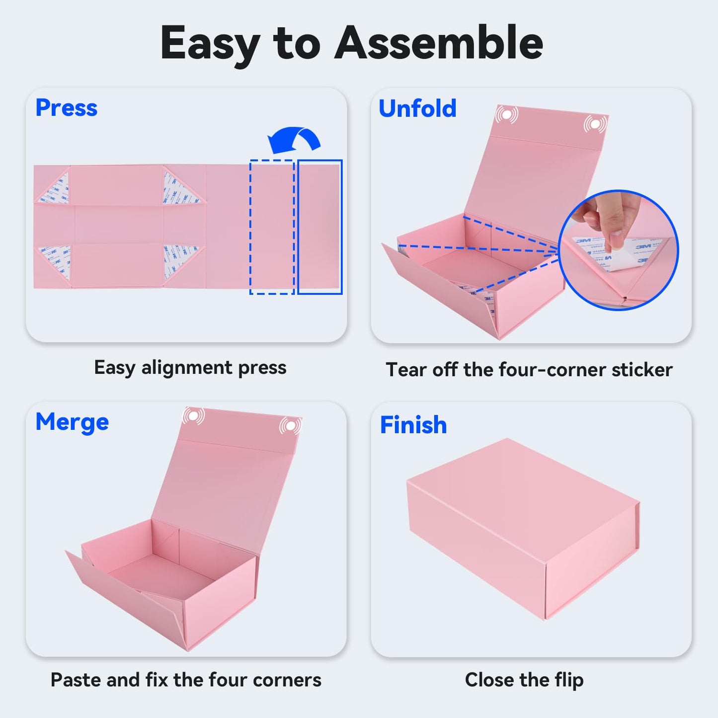 Brothersbox Pink Gift Box 13.8"x9.1"x4.3" Large Gift Boxes for Presents with Magnetic Lid, Ribbon, Collapsible Boxes for Valentine's Day Mother's Day Christmas Birthday Wedding