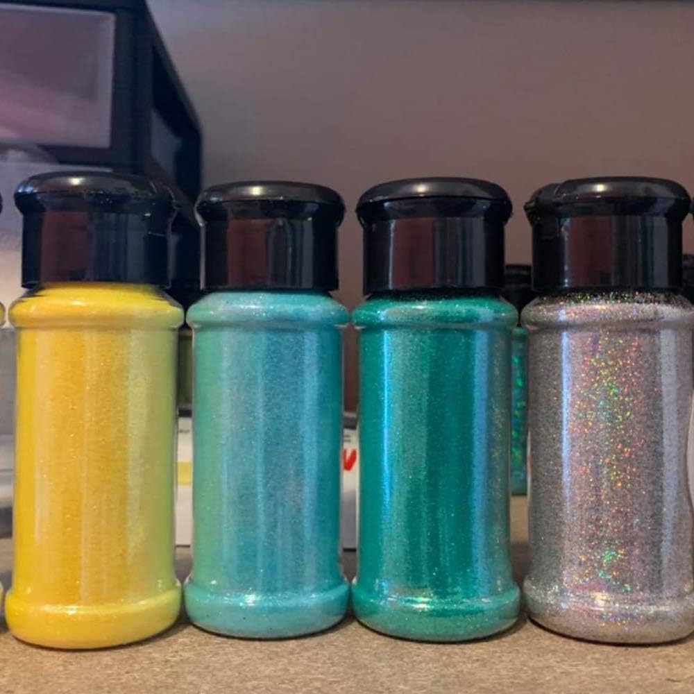 OJYUDD 16 Pack 3.4oz/100ml Plastic Spice Bottles Set,Empty Seasoning Containers with Black Cap,Clear Reusable Containers Jars for Spice,Herbs,Powders,Glitters