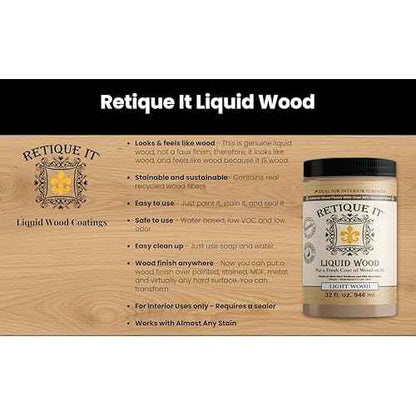 Retique It New and Improved Formula Liquid Wood Coatings - Stainable Primer - Paint It Then Stain it (Dark Wood, Large)