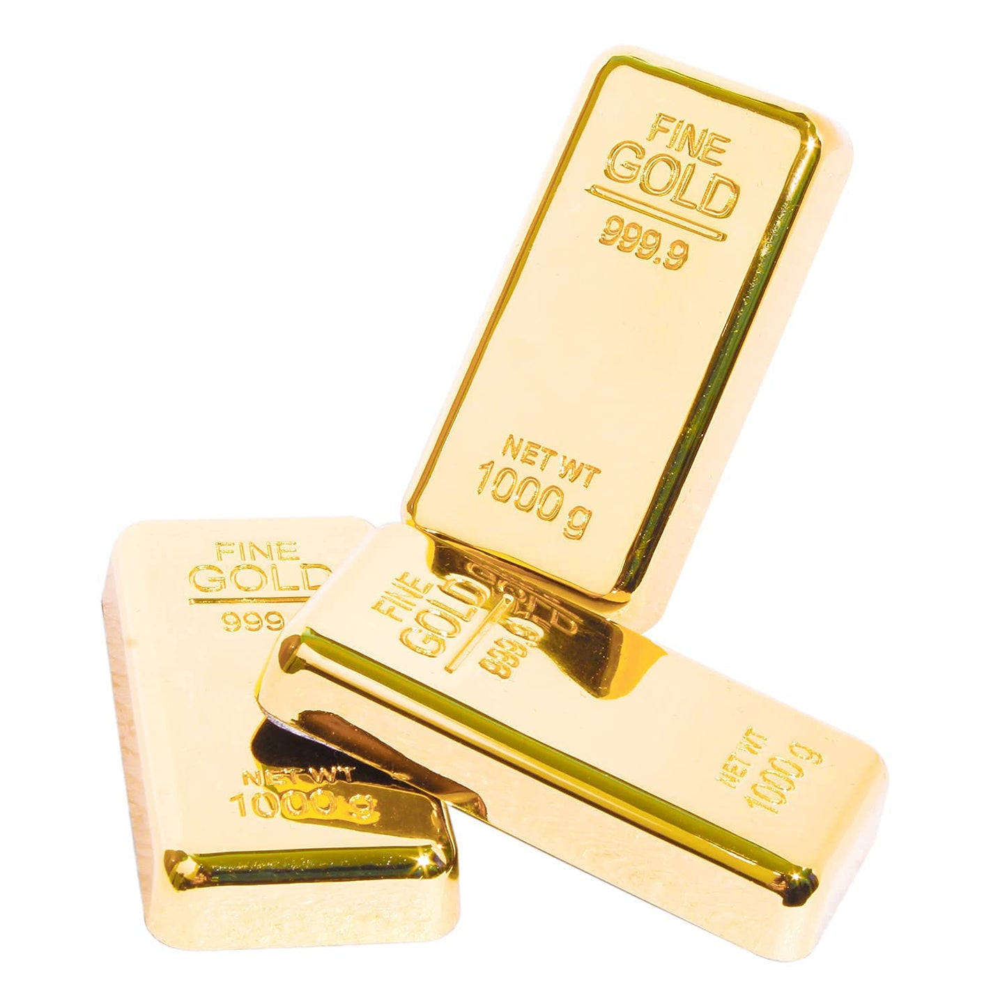 ZAHEPA Pack of 3 Fake Gold Bar Paperweights for Office Desk – Luxury Gift for Men & Women, Stylish Birthday & Anniversary Present, Elegant Jewelry Shop Decor (3.15" x 1.57" x 0.39")