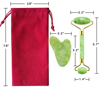 AECW Natural Jade Roller for Face Eyes Tool Jade Facial Roller Noiseless Facial Massage Roller