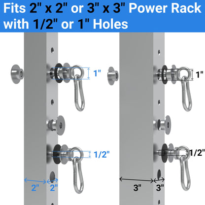 Vatemechie Heavy-Duty Power Rack Attachments, Quick-Install Home Gym Accessories for 2x2, 2x3 & 3x3 Power Racks, Fits 1/2", 5/8" & 1" Holes (Leg Hold Down Attachments 1-Pack)