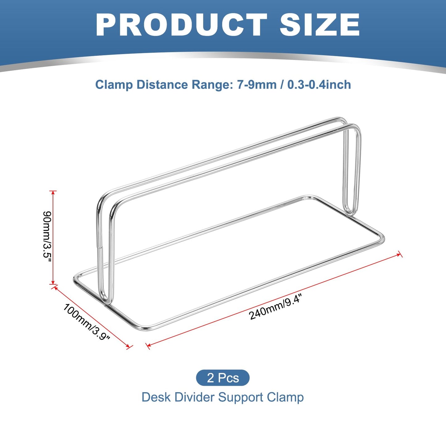 PATIKIL Baffle Desk Divider Clamp, 2 Pcs Punch-Free Base Desk Shield Clamp Desk Divider Partition Clamp Privacy Panel Bracket Holder for DEST Partition Support Office, Silver